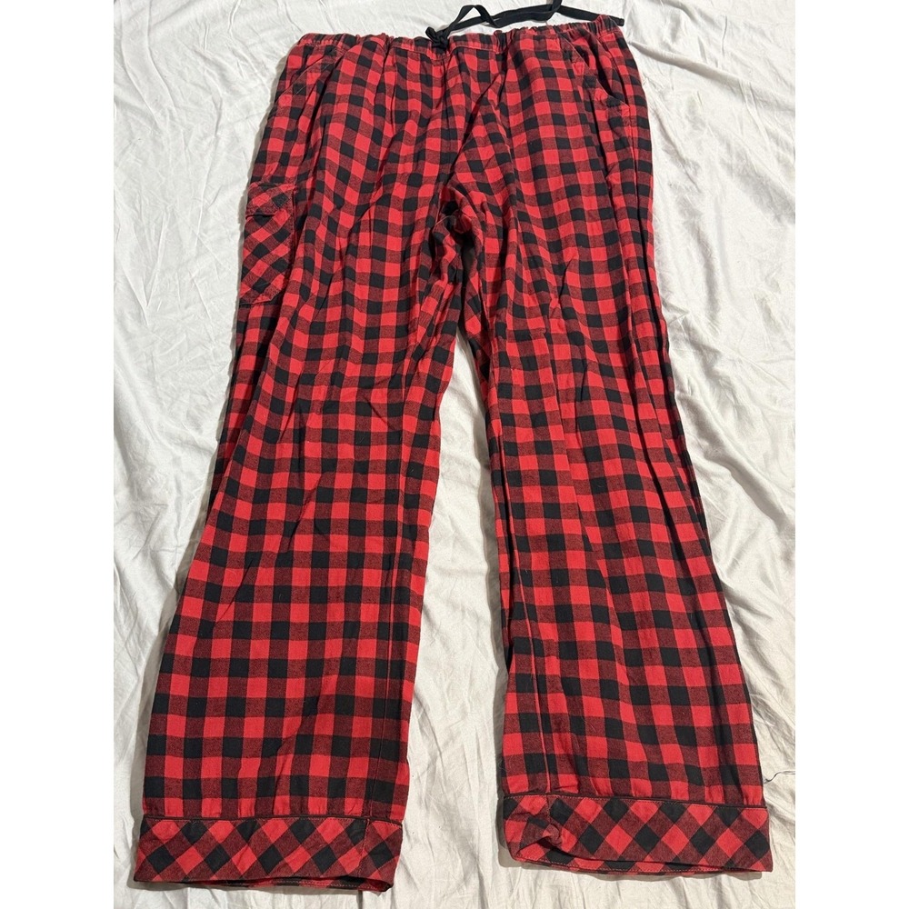 Duluth Trading Co Mens XL Red Black Flannel Plaid Lounge Pants Cargo Pajamas